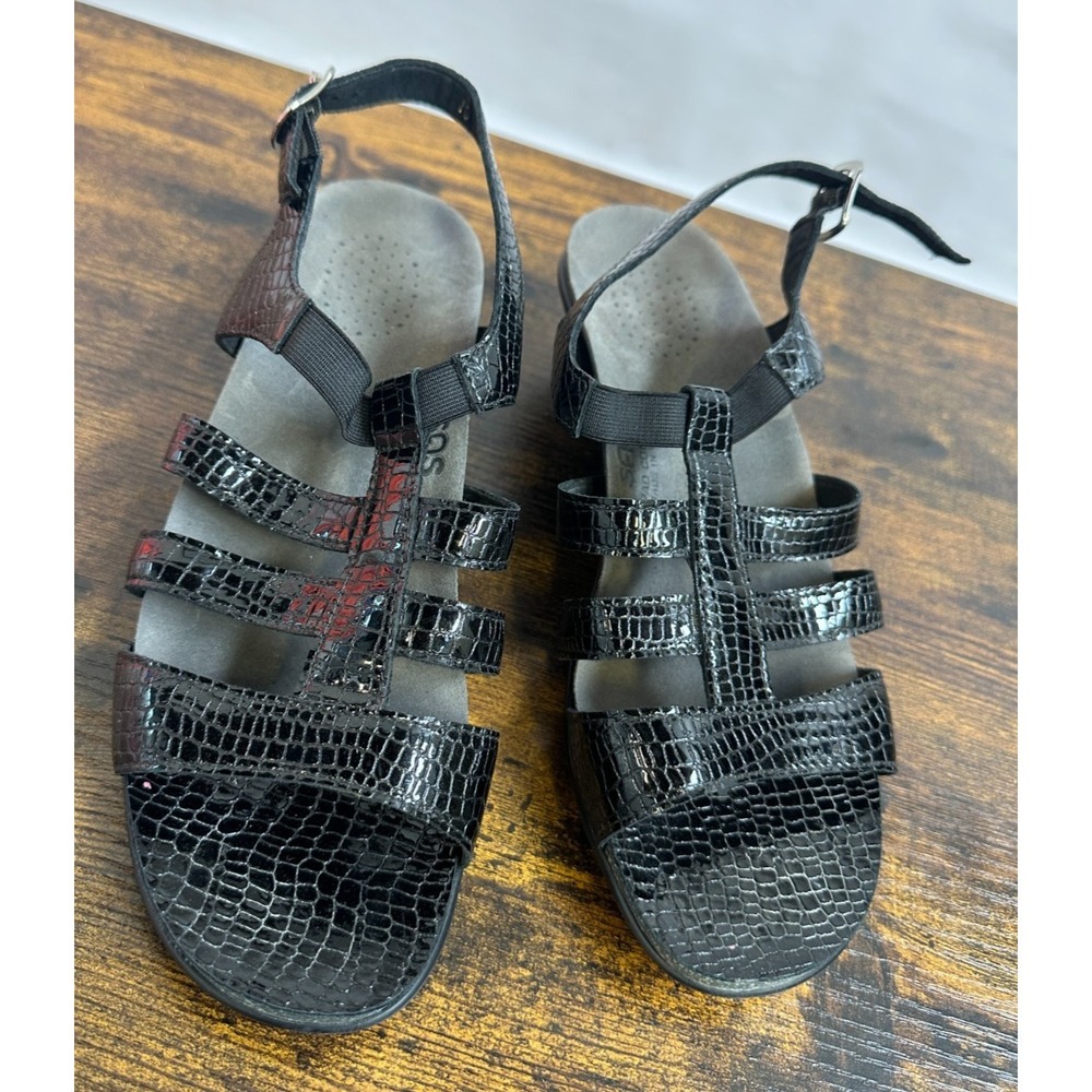 SAS Allegro Comfort Crocodile Embossed Leather Sandals Made in USA Size 10 W - Picture 6 of 15